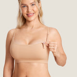 Women's Ribbed Scoop Nursing Bralette Warm Beige @model_info:N2