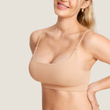 Women's Ribbed Scoop Nursing Bralette Warm Beige @model_info:N3