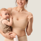 Women's Ribbed Scoop Nursing Bralette Beige 2