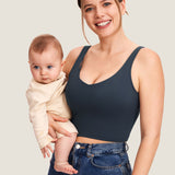 Women's V Neck Nursing Crop Tank Top Twilight Blue