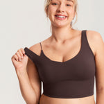Women's V Neck Nursing Crop Tank Top Mojave Tan