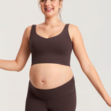 Women's V Neck Nursing Crop Tank Top Hot Fudge Brown @model_info:MOM4