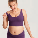 Women's V Neck Nursing Crop Tank Top Mojave Tan