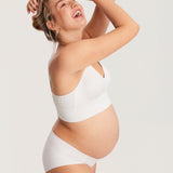 Women's Ribbed V Neck Nursing Bralette Iceland White @model_info:MOM3