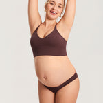 Women's Ribbed V Neck Nursing Bralette Hazelnut @model_info:MOM4