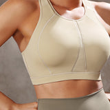 Women's High Neck Racerback Sports Bra Oil Gray