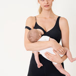 Women's V Neck Nursing Crop Tank Top Black