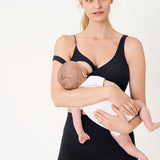 Women's V Neck Nursing Crop Tank Top Black @model_info:Tank