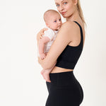 Women's V Neck Nursing Crop Tank Top Black
