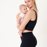 Women's V Neck Nursing Crop Tank Top Black @model_info:Tank