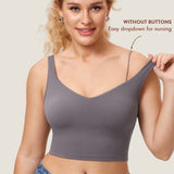 Women's V Neck Nursing Crop Tank Top Pure Blue
