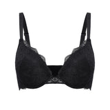 Women's Lacy Plunge Push Up Bra Black