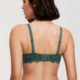Women's Lacy Plunge Push Up Bra Midnight Emerald