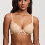 Women's Romantic Lace Plunge Bra Candy Pink