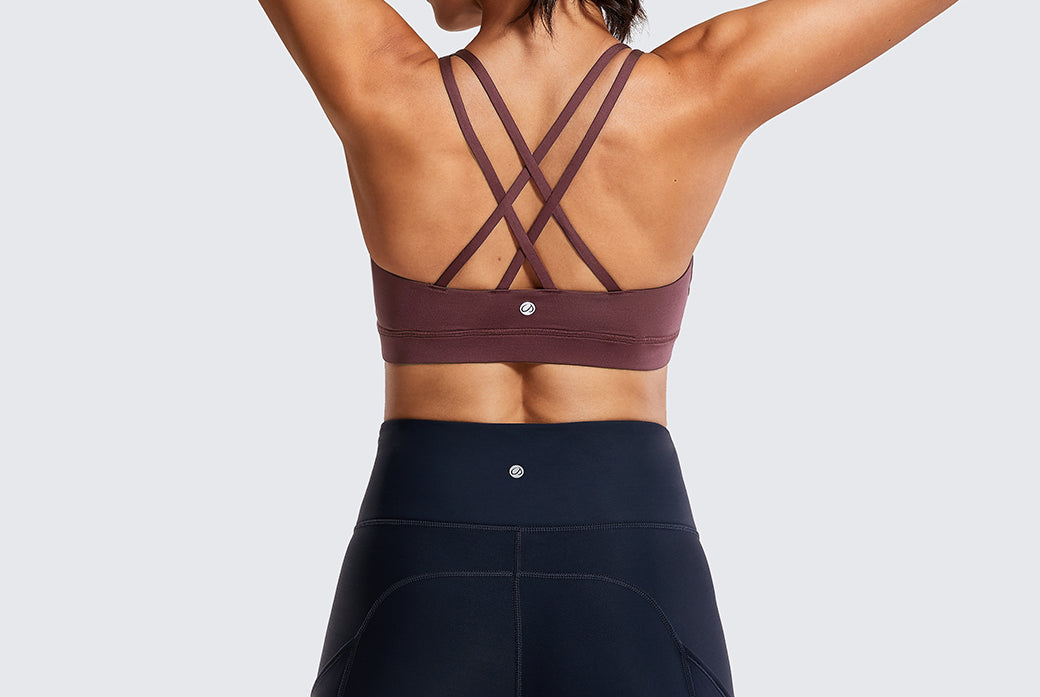 CRZ YOGA Women's Cross Back Sports Bra Black
