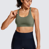 CRZ YOGA Women's Cross Back Sports Bra Grey Sage