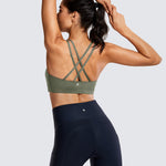 CRZ YOGA Women's Cross Back Sports Bra Grey Sage