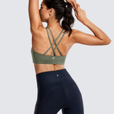 CRZ YOGA Women's Cross Back Sports Bra Grey Sage