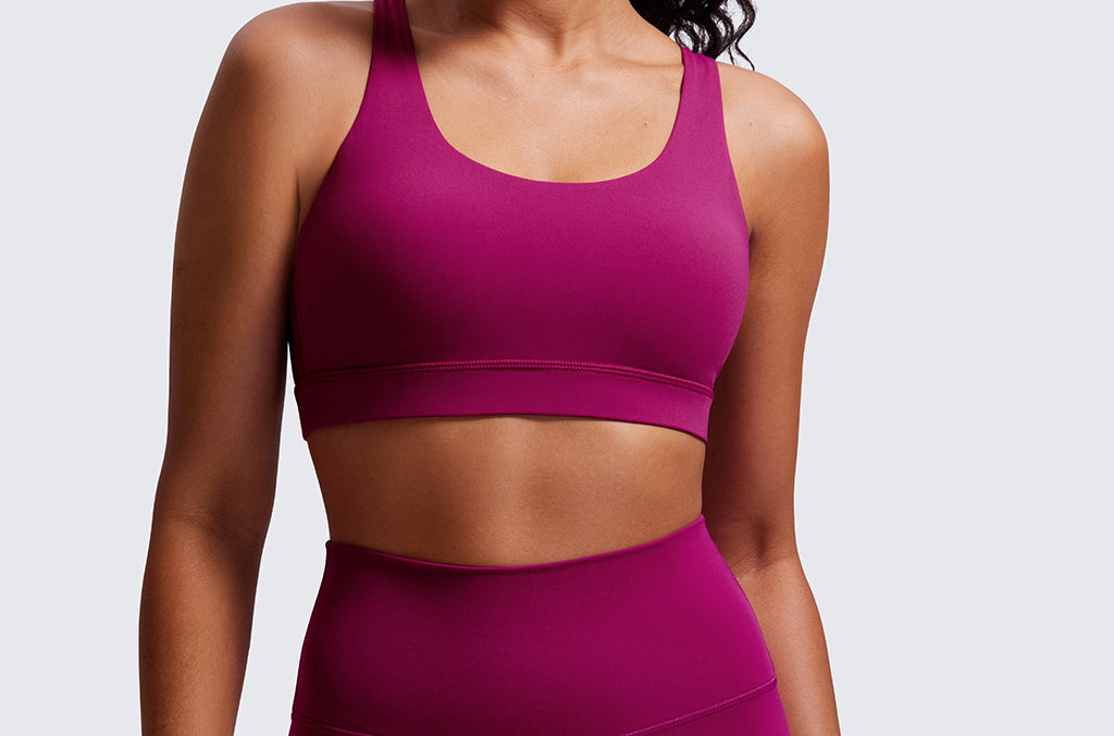 CRZ YOGA Women's Cross Back Sports Bra White Apricot