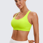 CRZ YOGA Women's Cross Back Sports Bra White Apricot