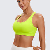 CRZ YOGA Women's Cross Back Sports Bra White Apricot