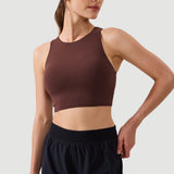 Women's Racerback Longline Sports Bra Taupe