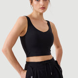 CRZ YOGA Women's Yoga Low support Butterluxe Longline Bra U-back Black