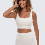 CRZ YOGA Women's U Back Sports Bra White Apricot