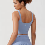 CRZ YOGA Women's Square Neck Longline Sports Bra Ripe Plum
