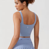 CRZ YOGA Women's Square Neck Longline Sports Bra Ripe Plum