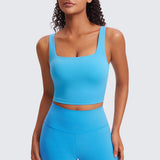 CRZ YOGA Women's Square Neck Longline Sports Bra Washed Mauve
