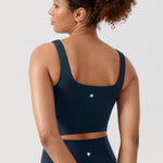 CRZ YOGA Women's Square Neck Longline Sports Bra Washed Mauve