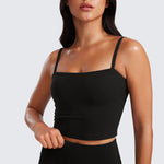 CRZ YOGA Women's Adjustable Longline Sports Bra Taupe