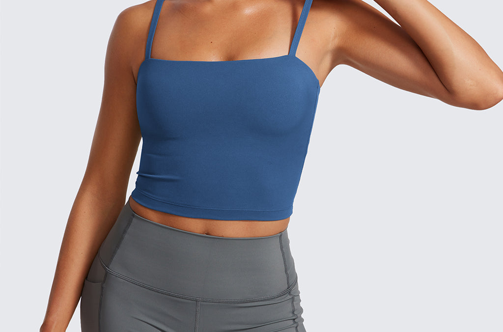 CRZ YOGA Women's Adjustable Longline Sports Bra Black