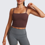 CRZ YOGA Women's Adjustable Longline Sports Bra Taupe