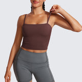 CRZ YOGA Women's Adjustable Longline Sports Bra Taupe
