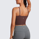 CRZ YOGA Women's Adjustable Longline Sports Bra Taupe
