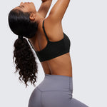 CRZ YOGA Women's Adjustable Spaghetti Straps Sports Bra Melanite