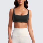CRZ YOGA Women Butterluxe Square Neck Cami Padded Mini Bra Red Merlot