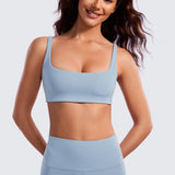 CRZ YOGA Women Butterluxe Square Neck Cami Padded Mini Bra Black