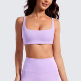 CRZ YOGA Women Butterluxe Square Neck Cami Padded Mini Bra White