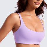 CRZ YOGA Women Butterluxe Square Neck Cami Padded Mini Bra White
