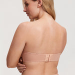 Women's Eyelash Lace Strapless Bra Blush Beige