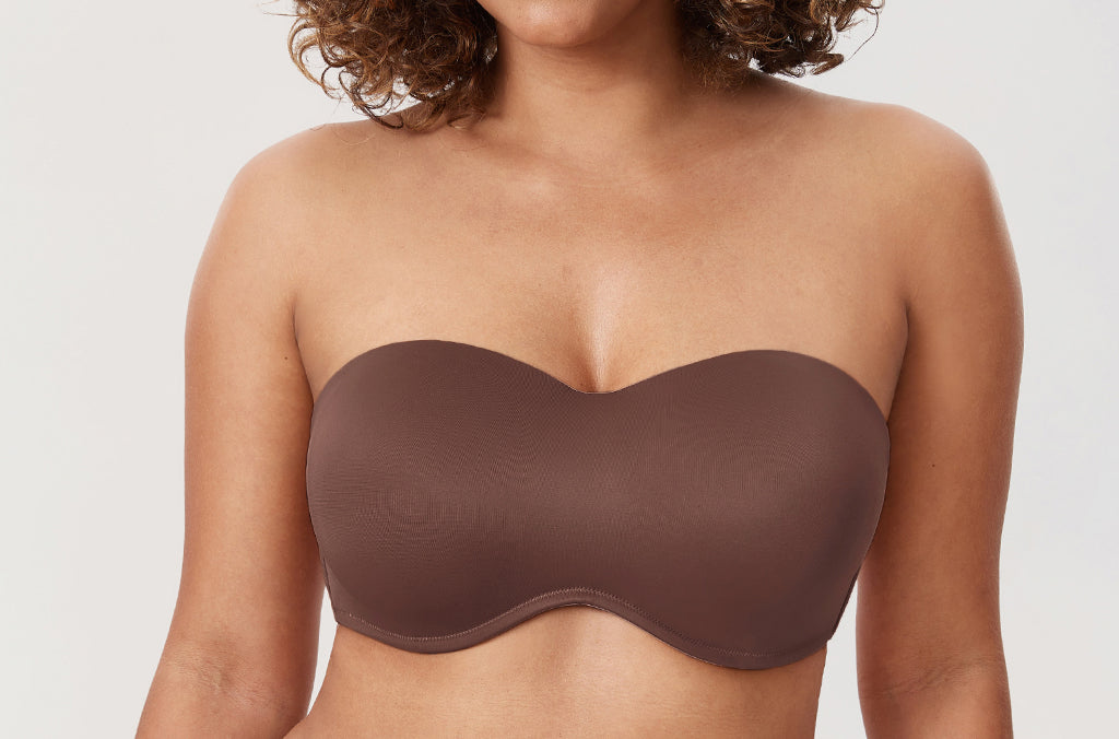 Women's Bandeau Strapless Bra Brown Violet