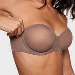 Women's Sheer Mesh Strapless Bra Brown Purple