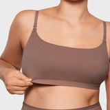 Women's Inbarely® Soft Three Layer Nursing Bralette - Scoop Neck Brown Purple @model_info:ES3