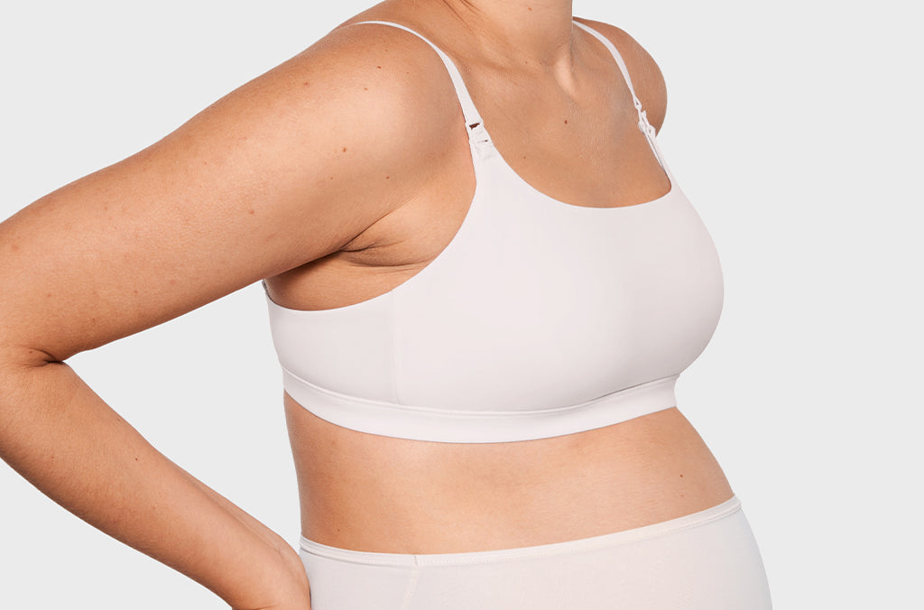 Women's Inbarely® Soft Three Layer Nursing Bralette - Scoop Neck Snow White @model_info:ES3