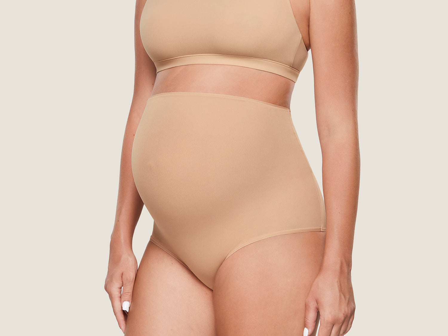 Women's High Waist Full Coverage Maternity Panties 2 Pack Warm Beige (2pack) @model_info:SHOPIFY1