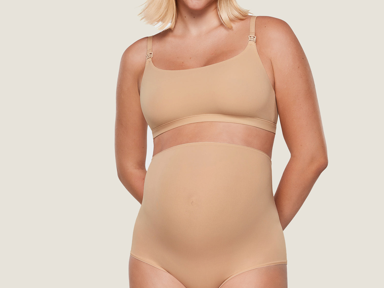Women's High Waist Full Coverage Maternity Panties 2 Pack Warm Beige (2pack) @model_info:SHOPIFY2