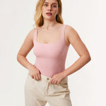 Women's Square Neck Bodysuit Rose Tan